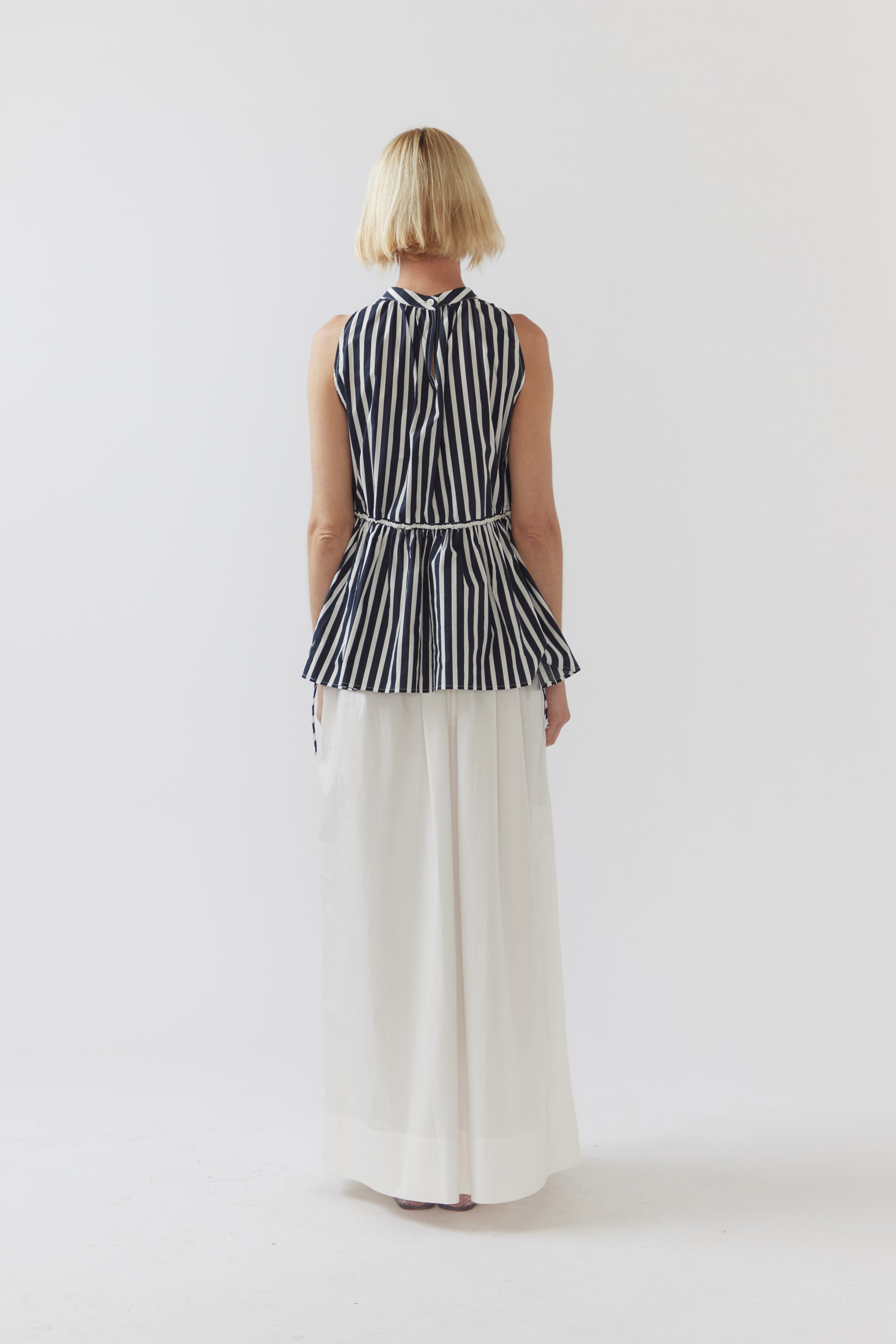 Kendall Top | Navy Stripe Poplin