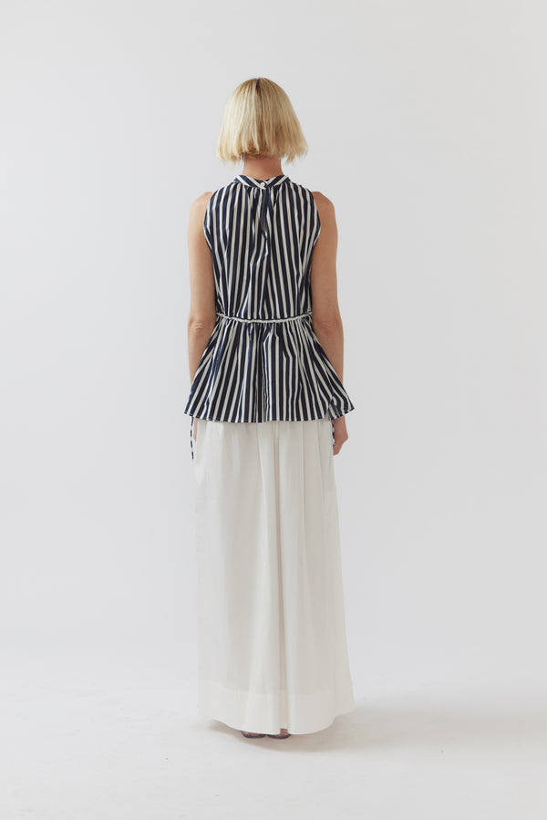 Kendall Top | Navy Stripe Poplin