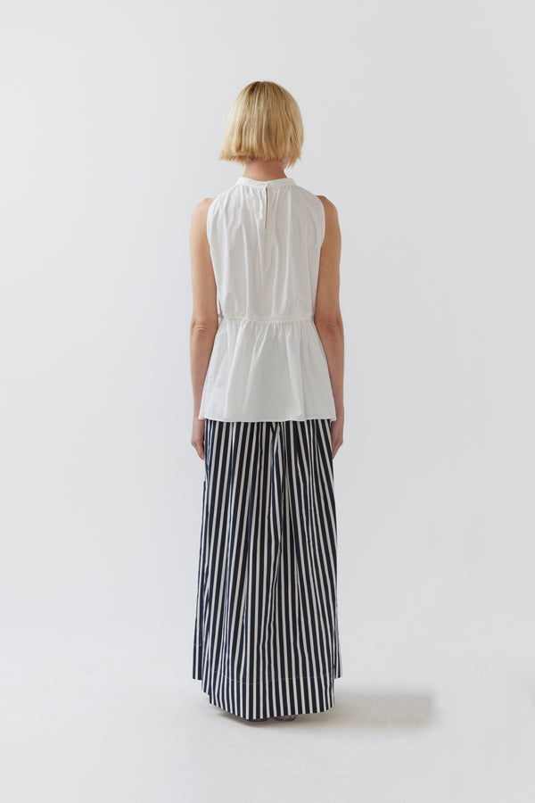 Brittany Skirt | Navy Stripe Poplin