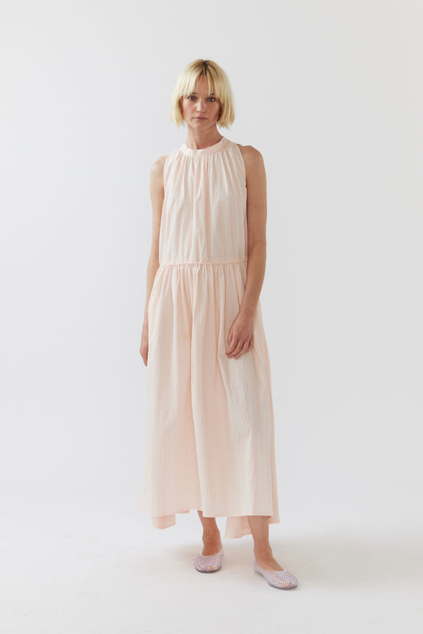 Kinga Dress | Ballet Pink Seersucker