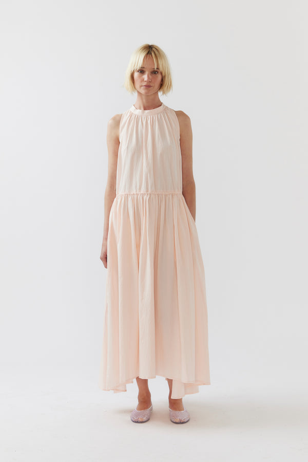 Kinga Dress | Ballet Pink Seersucker