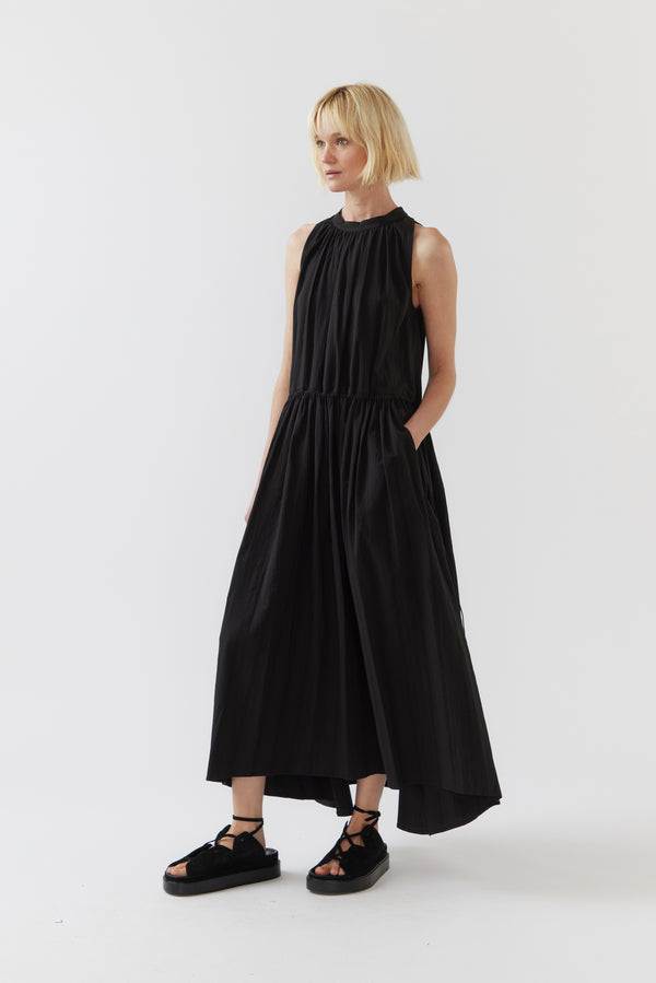 Kinga Dress | Black Seersucker