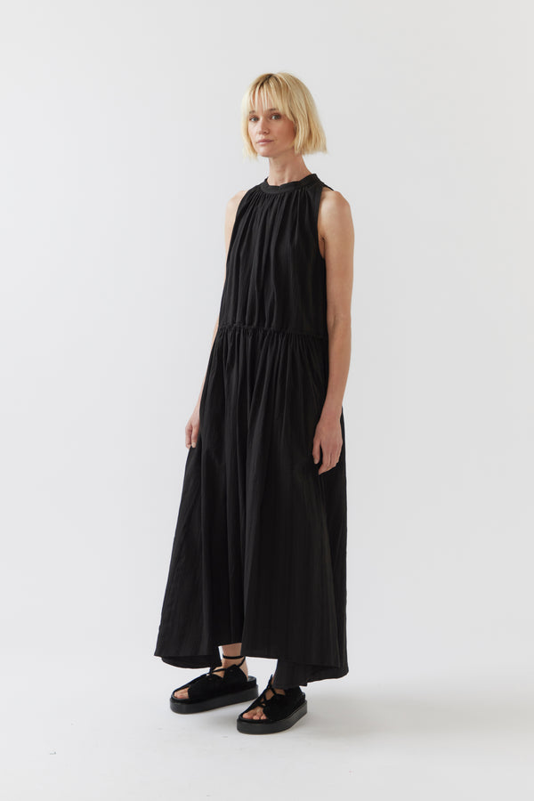 Kinga Dress | Black Seersucker