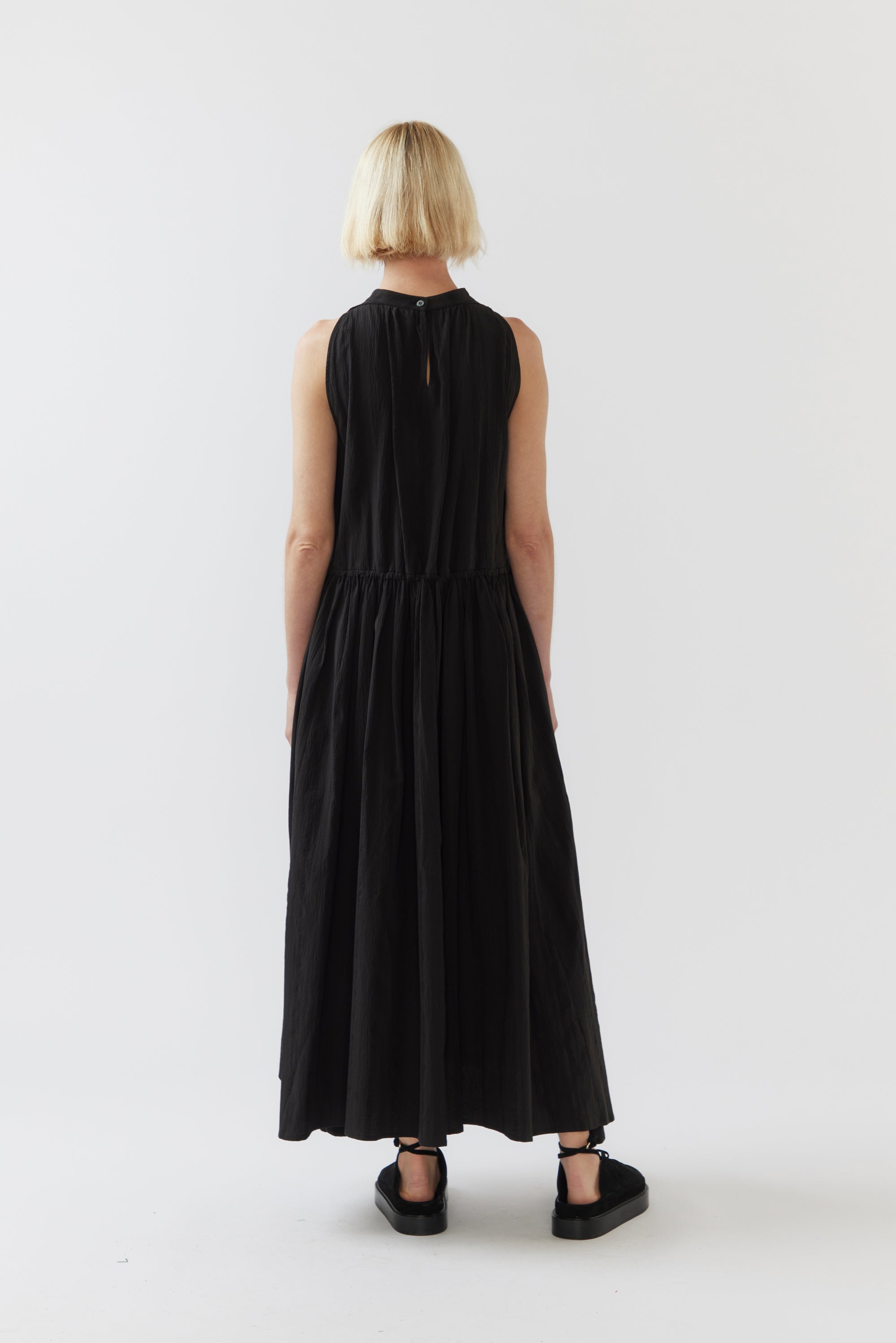 Kinga Dress | Black Seersucker