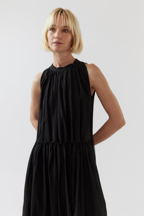 Kinga Dress | Black Seersucker