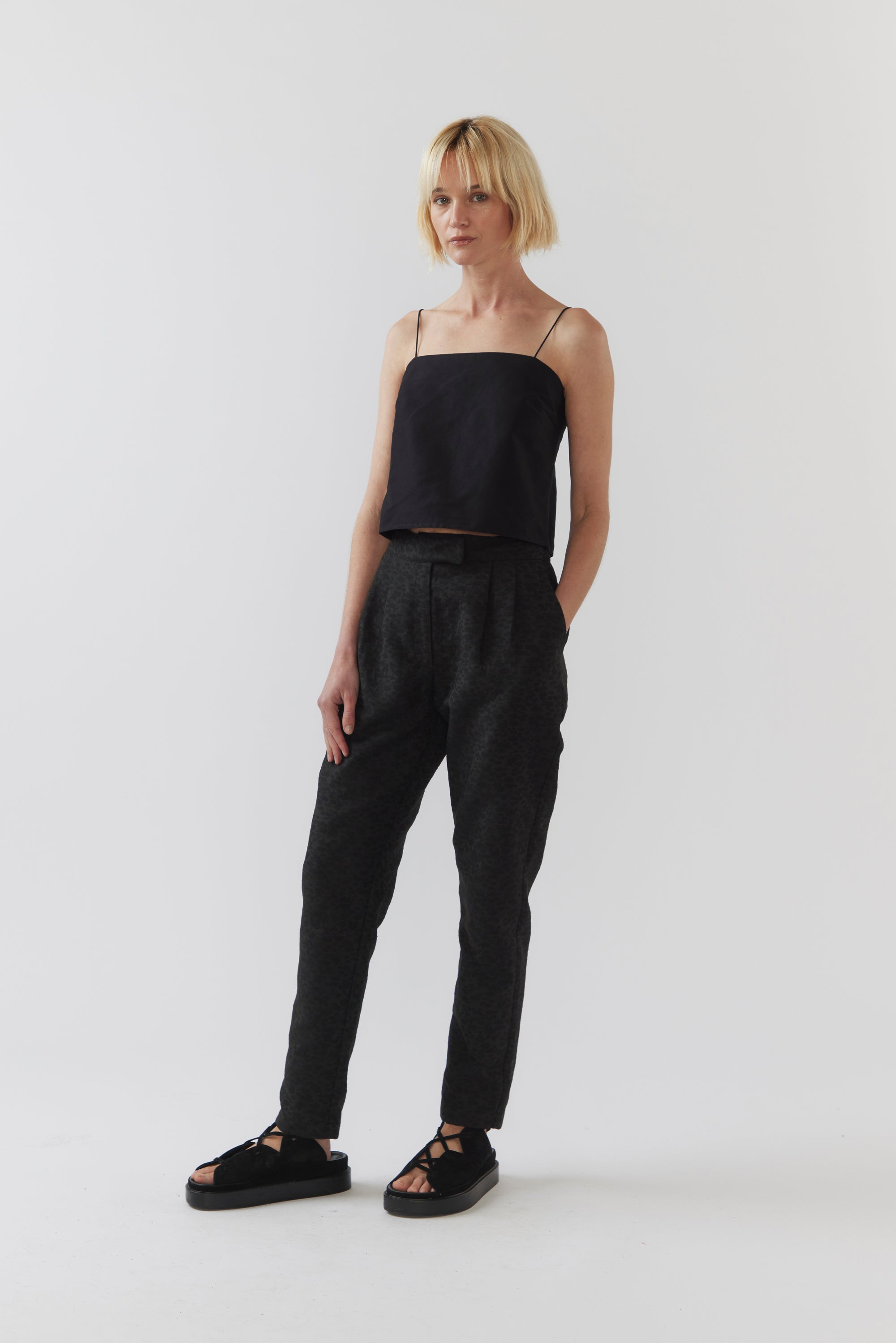 Viola Pant | Black Jacquard