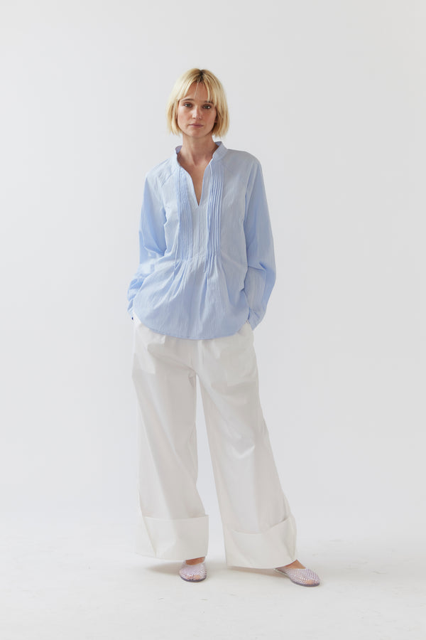 Laine Shirt | Sky Blue Seersucker