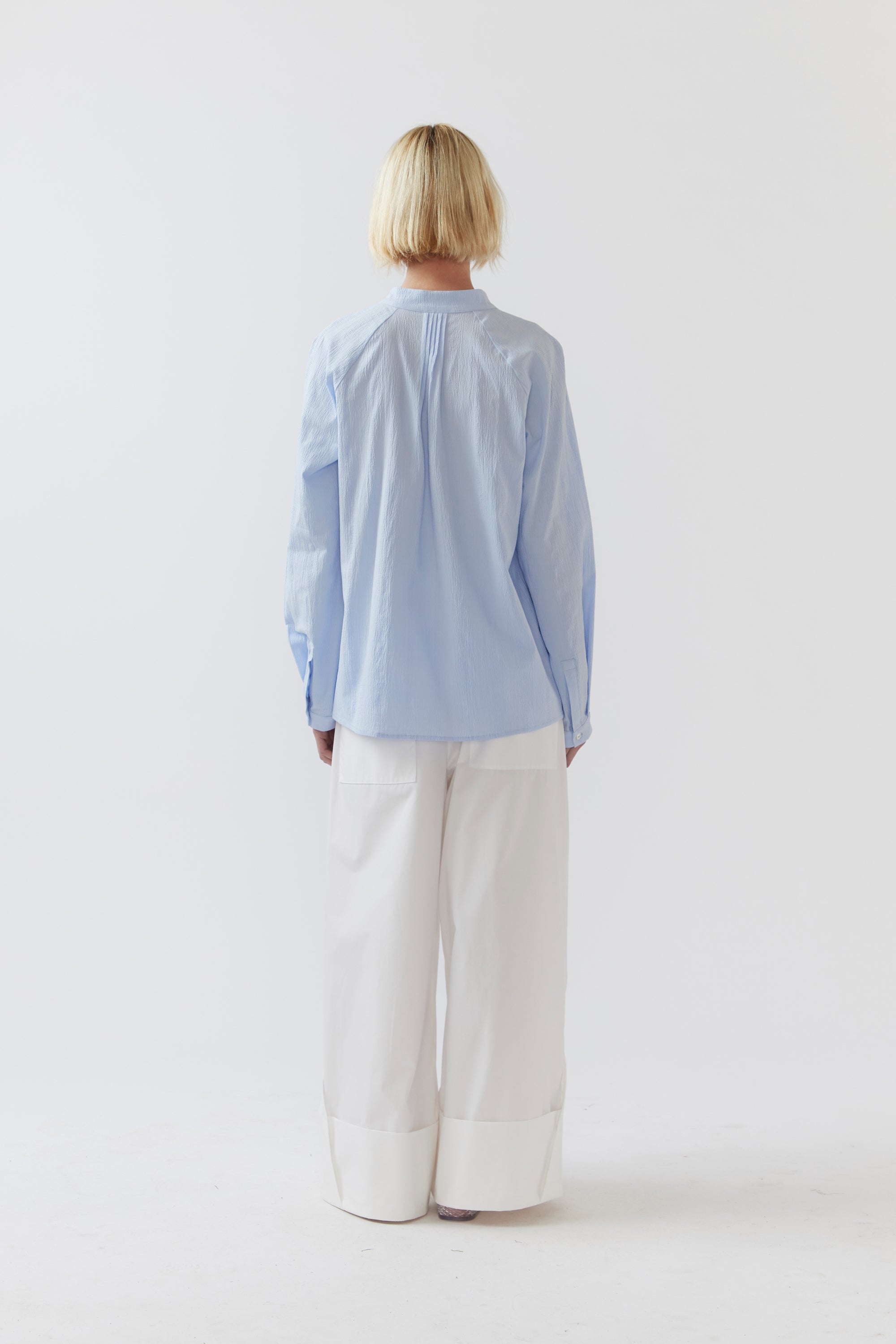 Laine Shirt | Sky Blue Seersucker