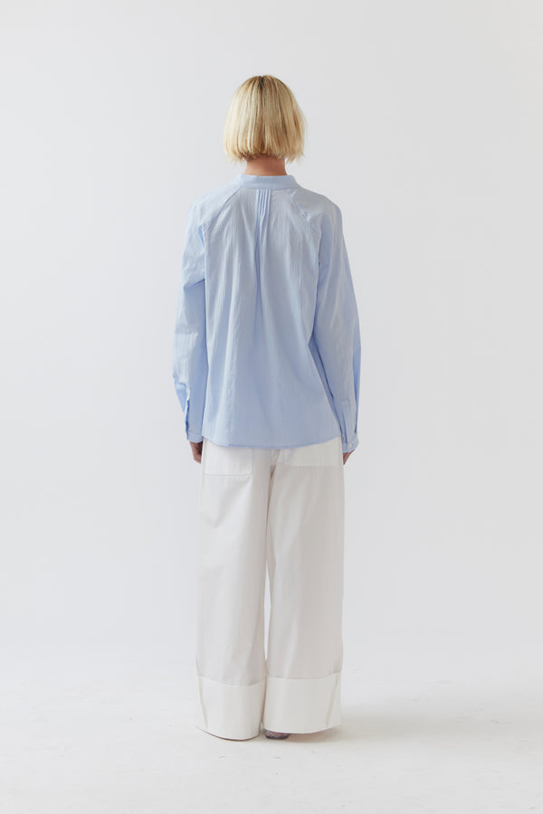 Laine Shirt | Sky Blue Seersucker