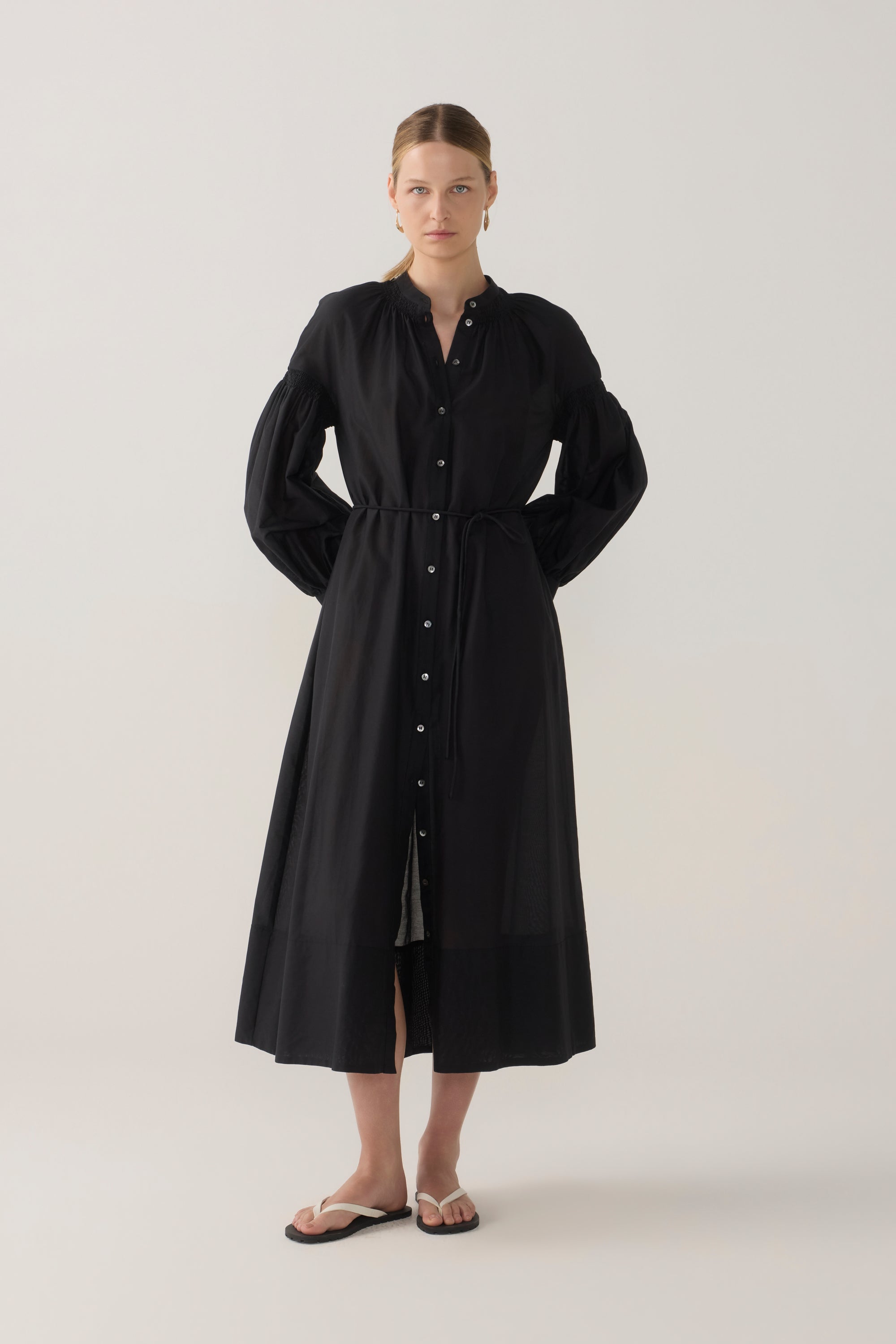 Leilani Dress | Black Cotton Silk