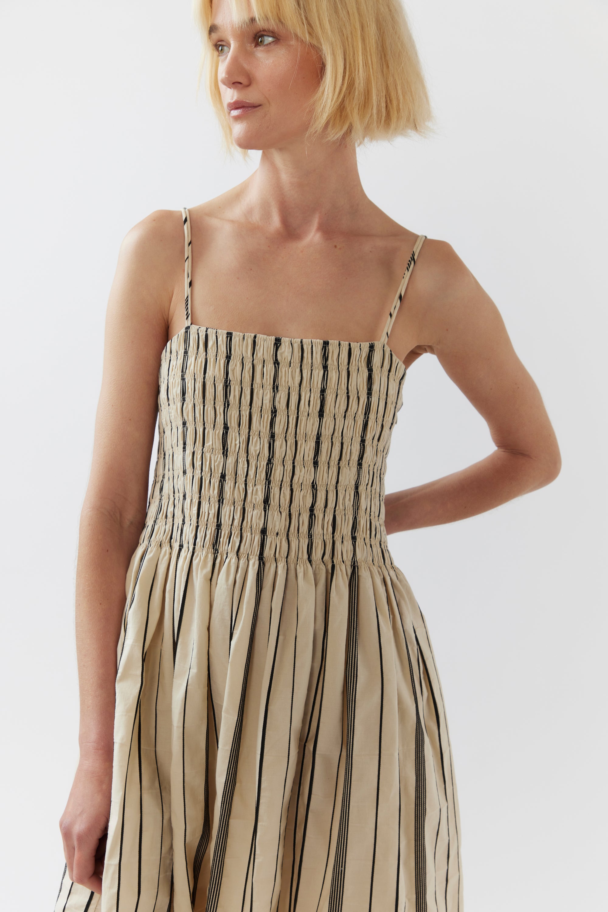 Liv Dress | Black Stripe Jacquard