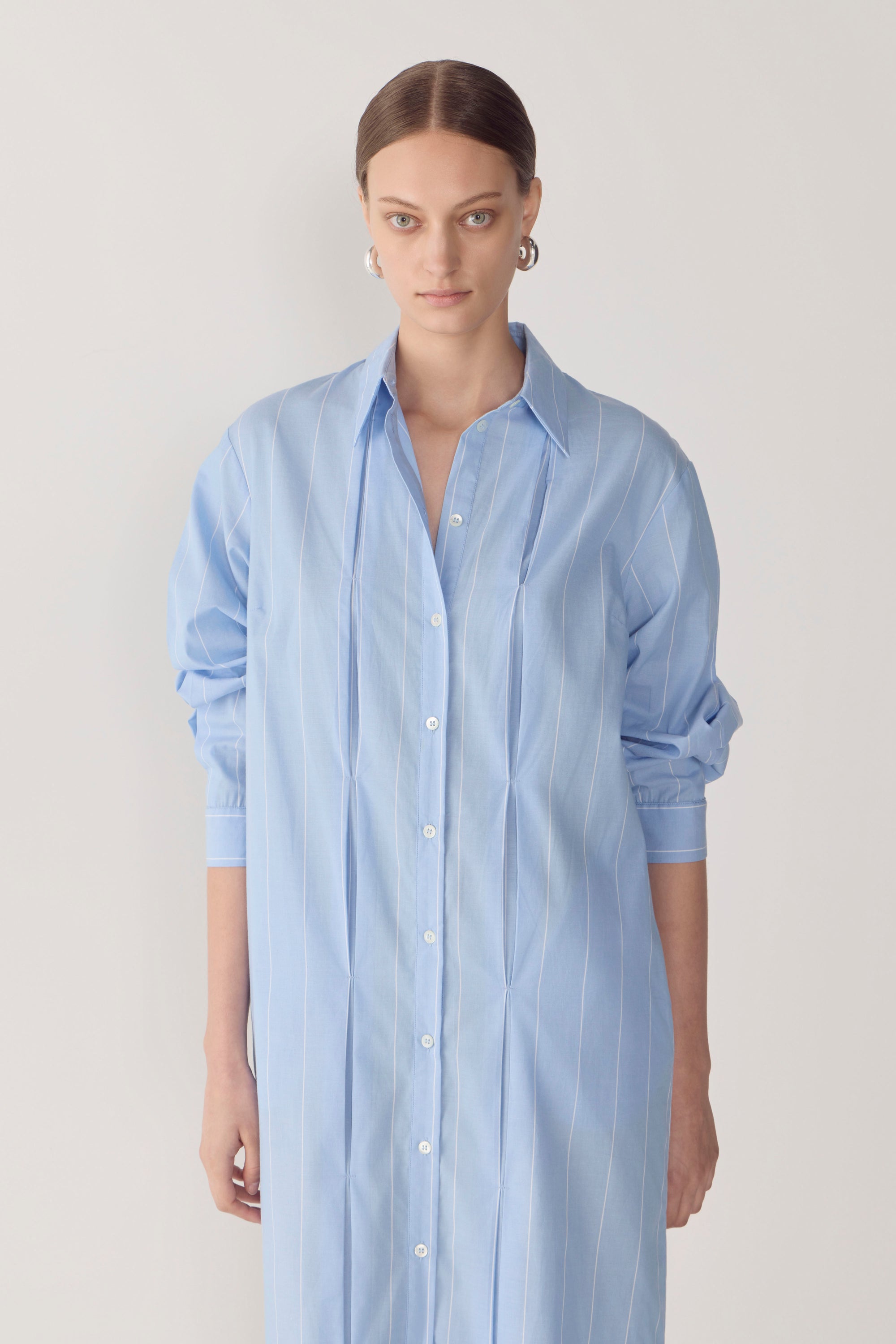 Lolly Dress | Chambray Pinstripe Cotton