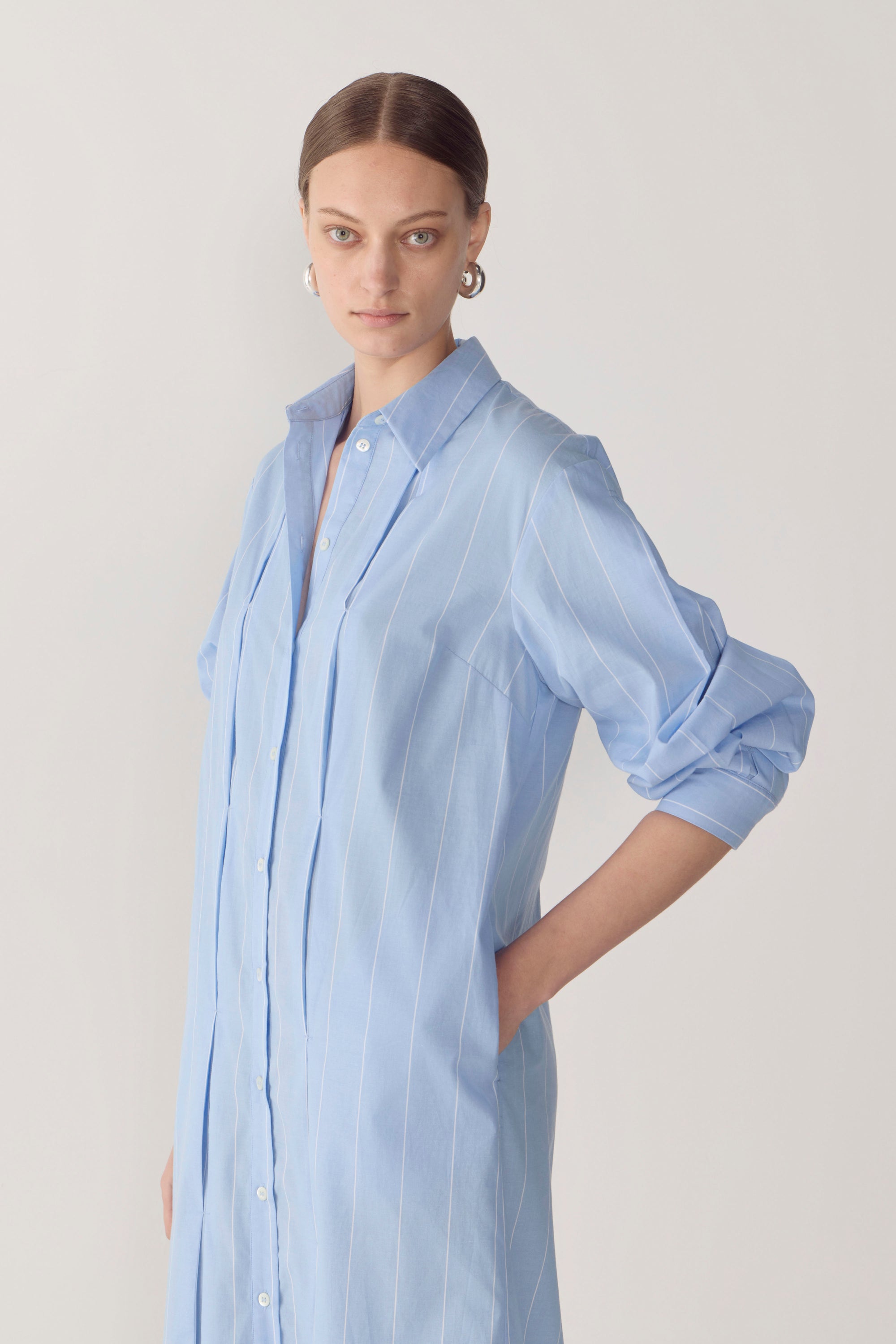 Lolly Dress | Chambray Pinstripe Cotton