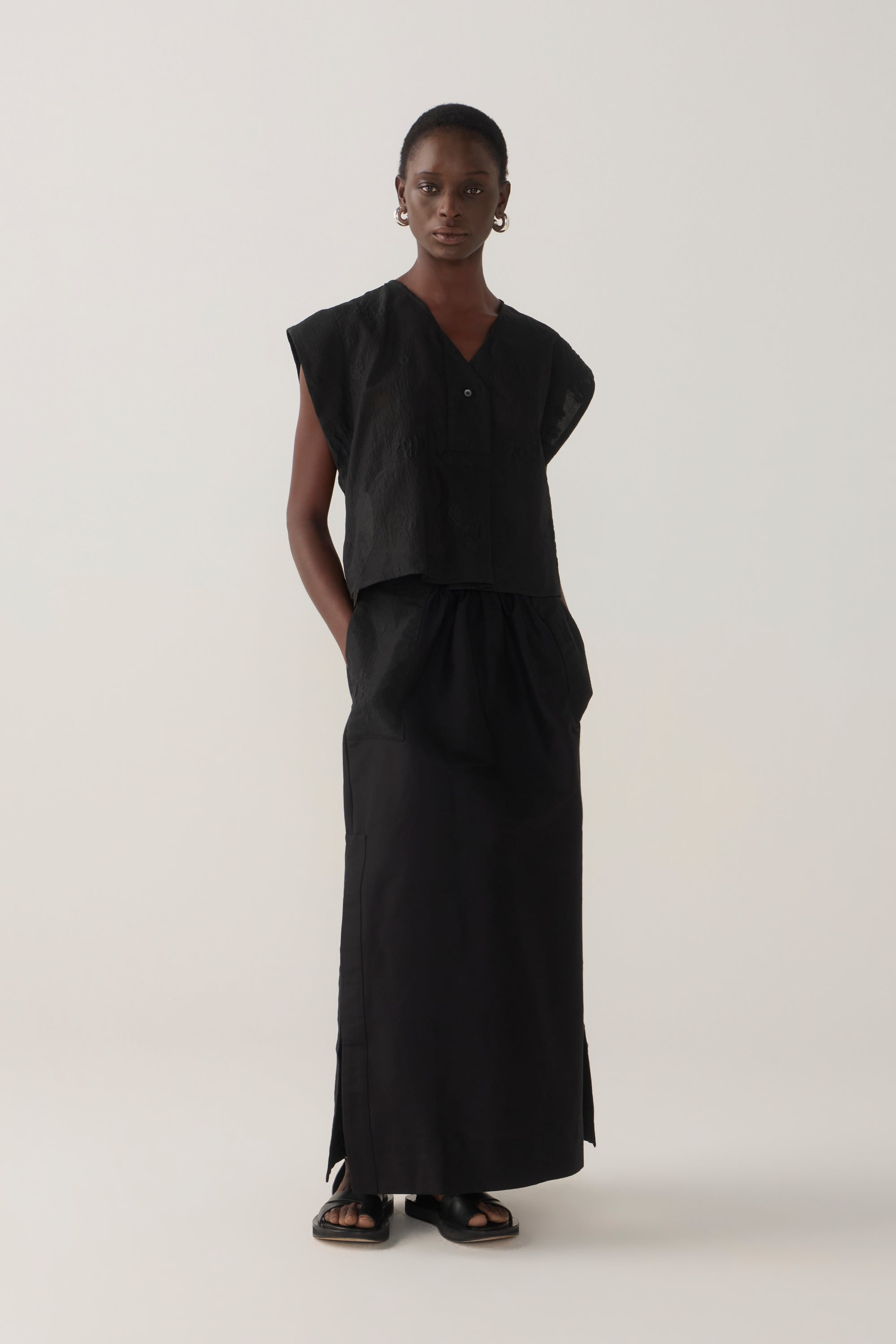 Lark Top | Black Embroidered Organza