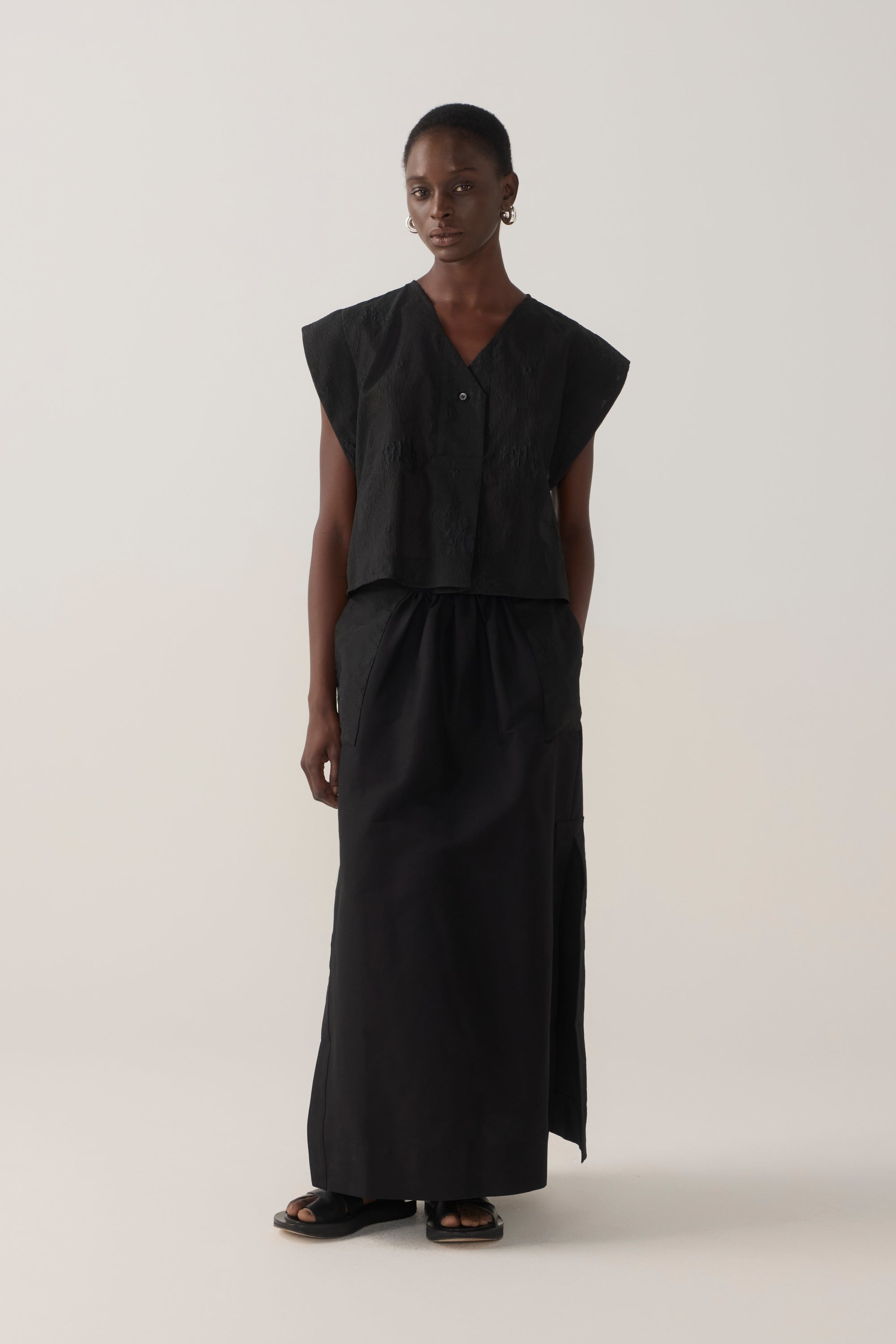Lark Top | Black Embroidered Organza