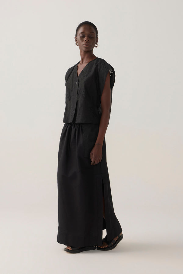 Lark Top | Black Embroidered Organza