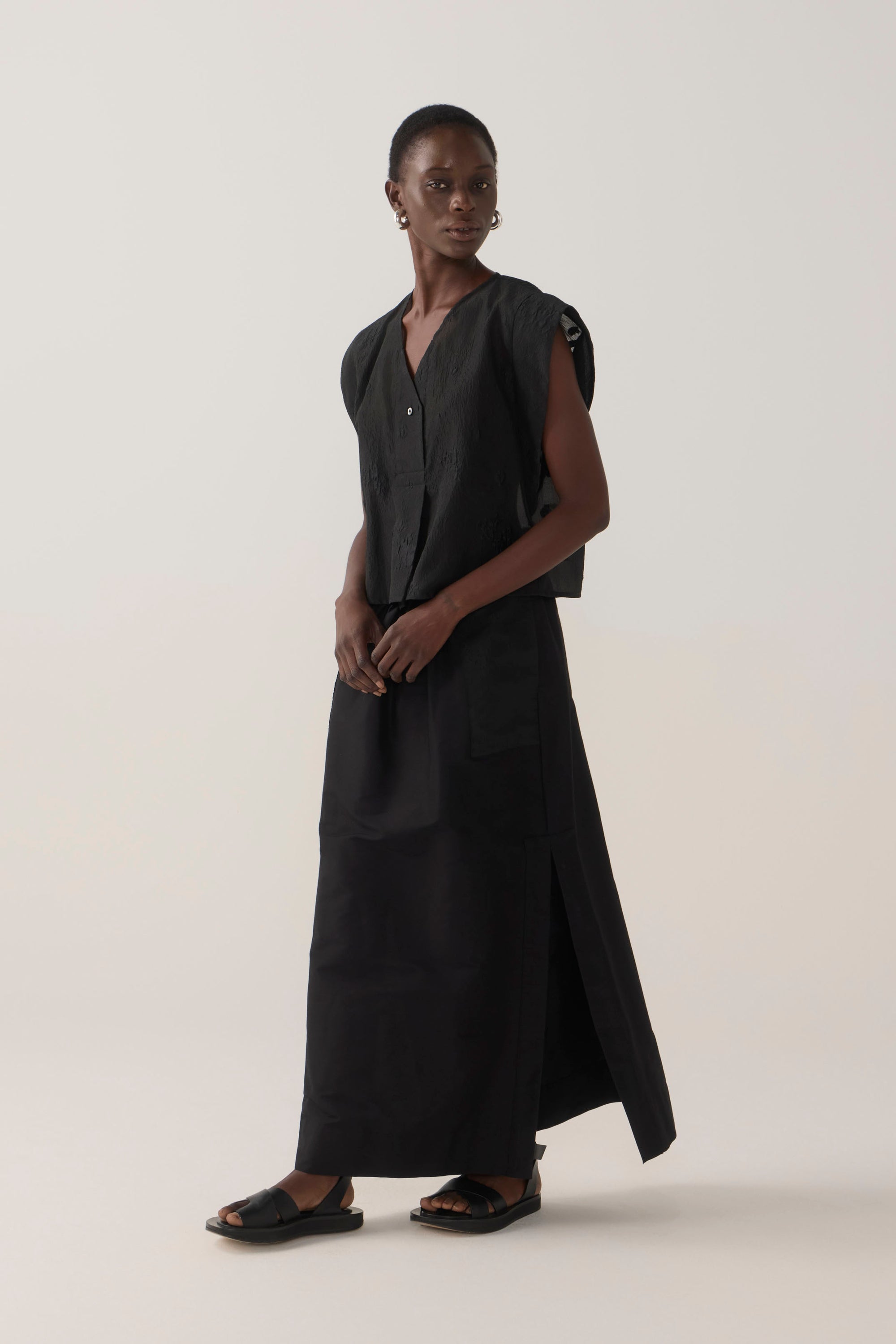 Lark Top | Black Embroidered Organza
