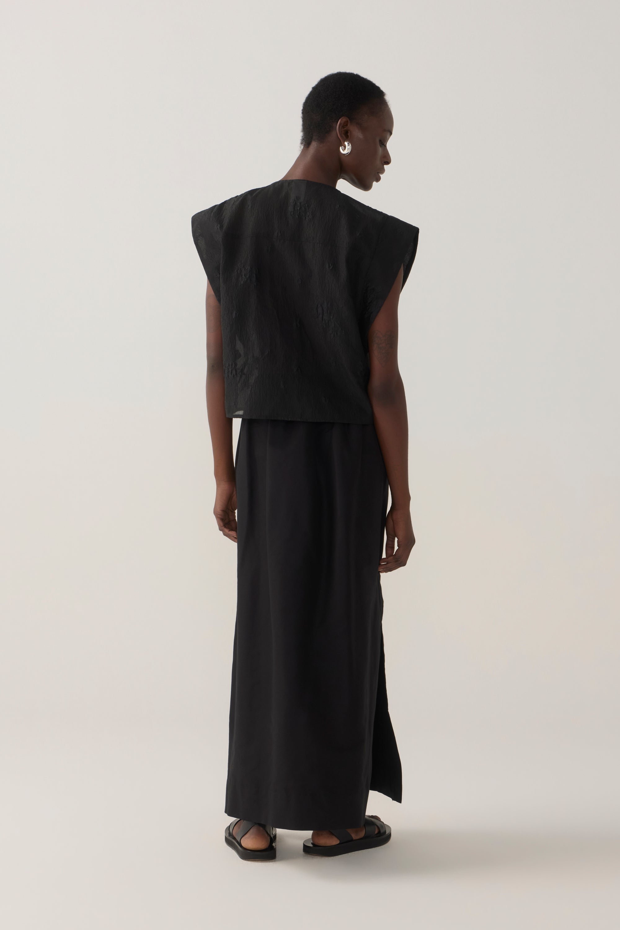 Lark Top | Black Embroidered Organza