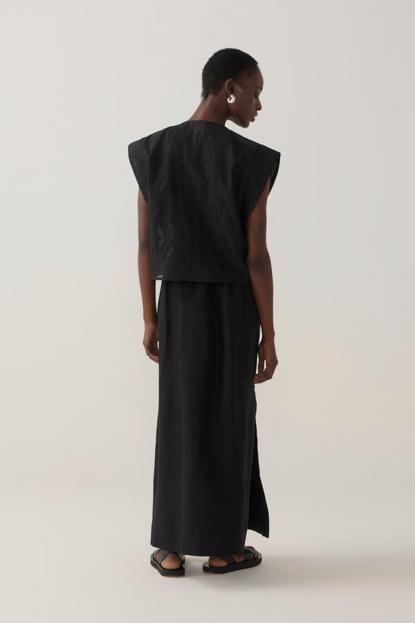 Lark Top | Black Embroidered Organza