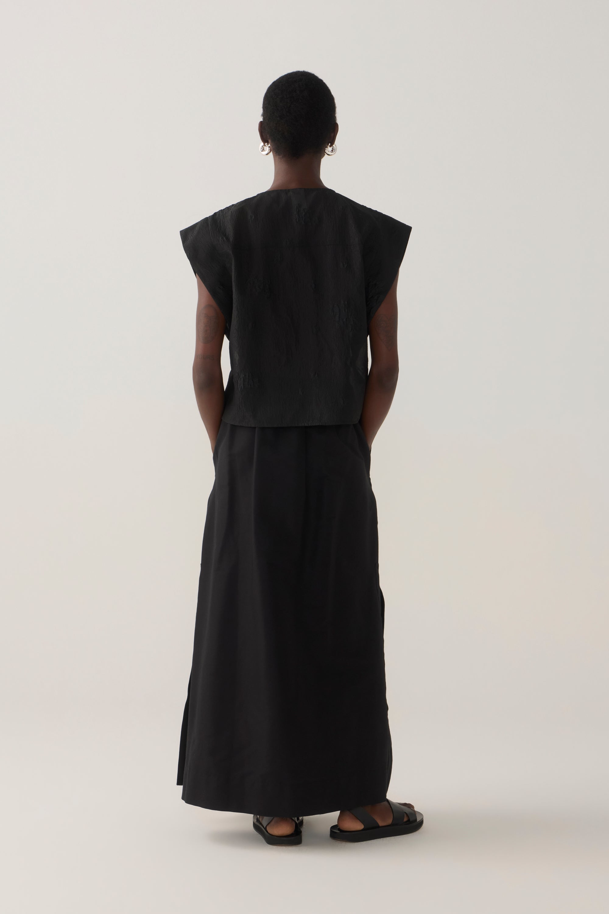 Lark Top | Black Embroidered Organza