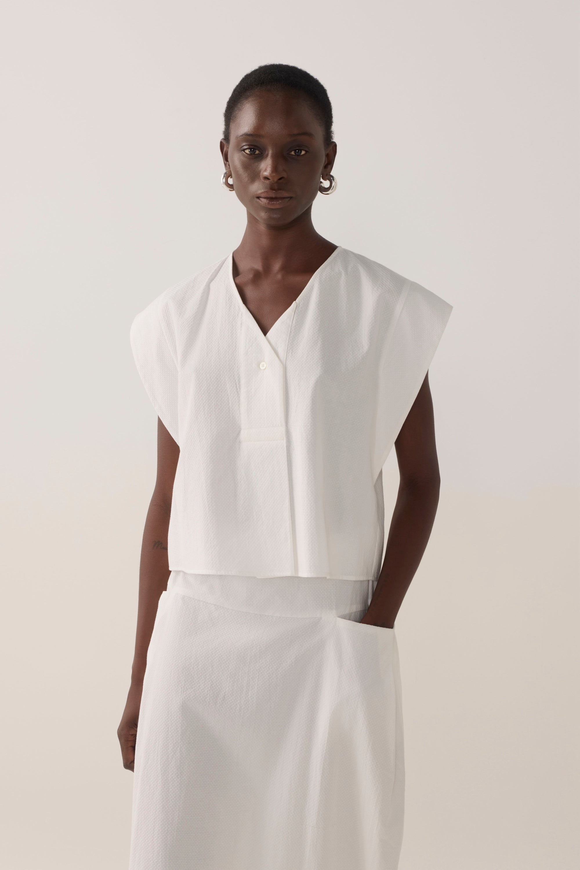 Lark Top | White Spotty Cotton