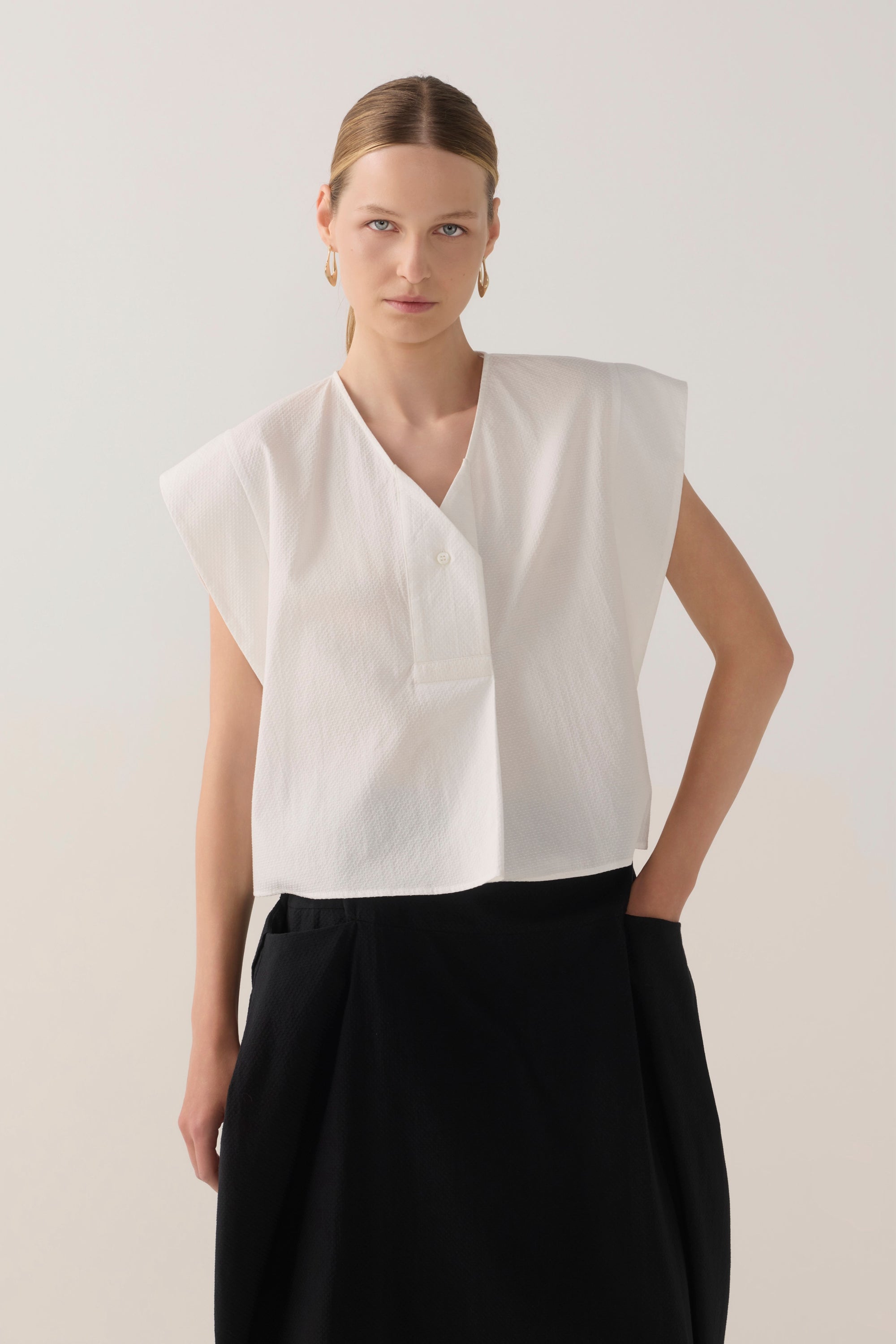 Lark Top | White Spotty Cotton