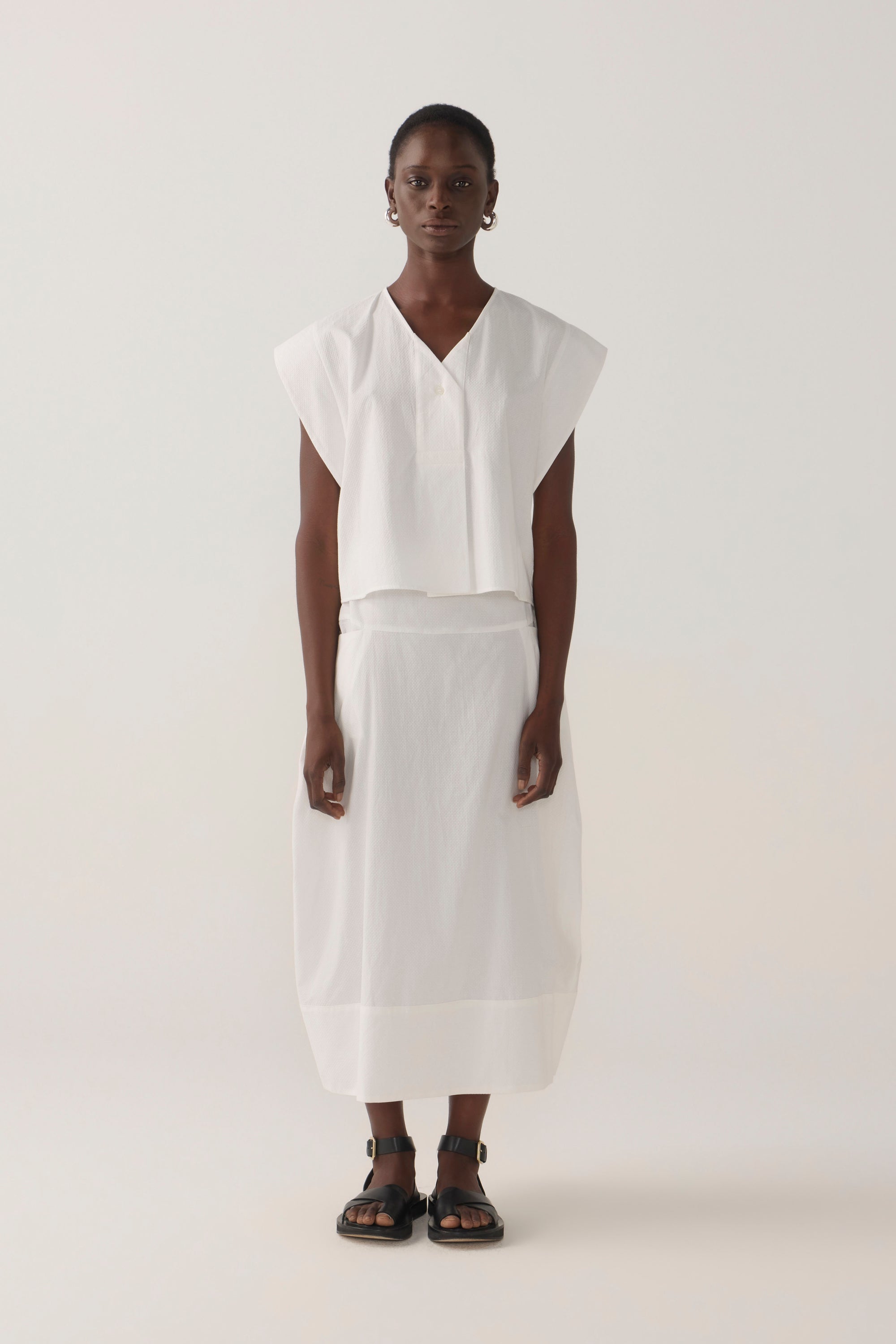 Lark Top | White Spotty Cotton