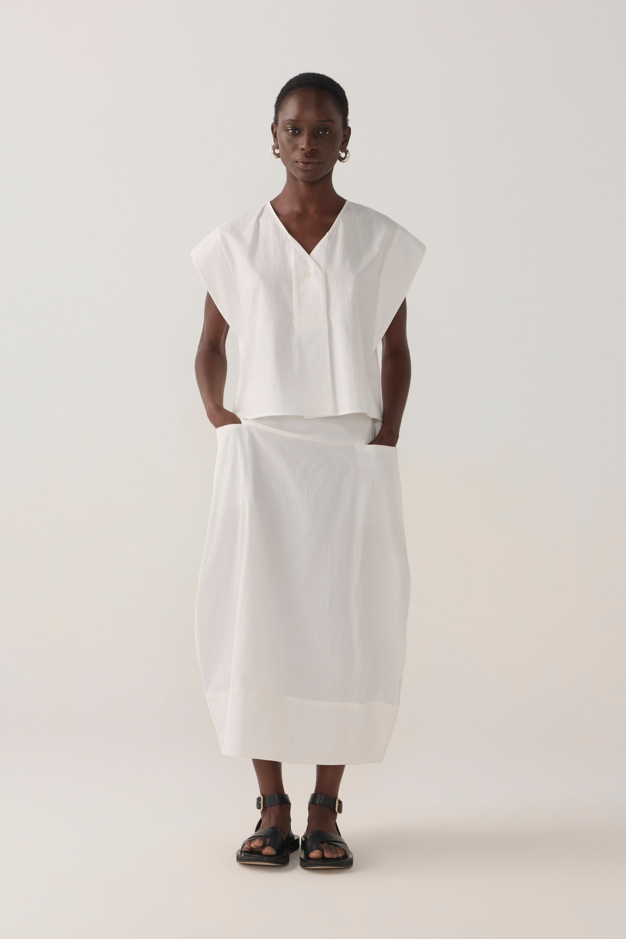 Lark Top | White Spotty Cotton