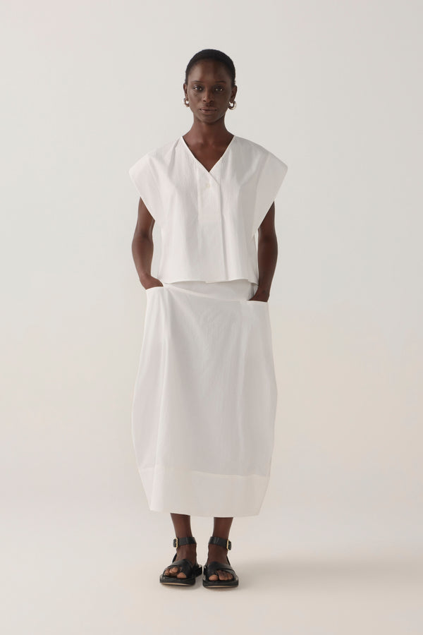 Ola Skirt | White Spotty Cotton