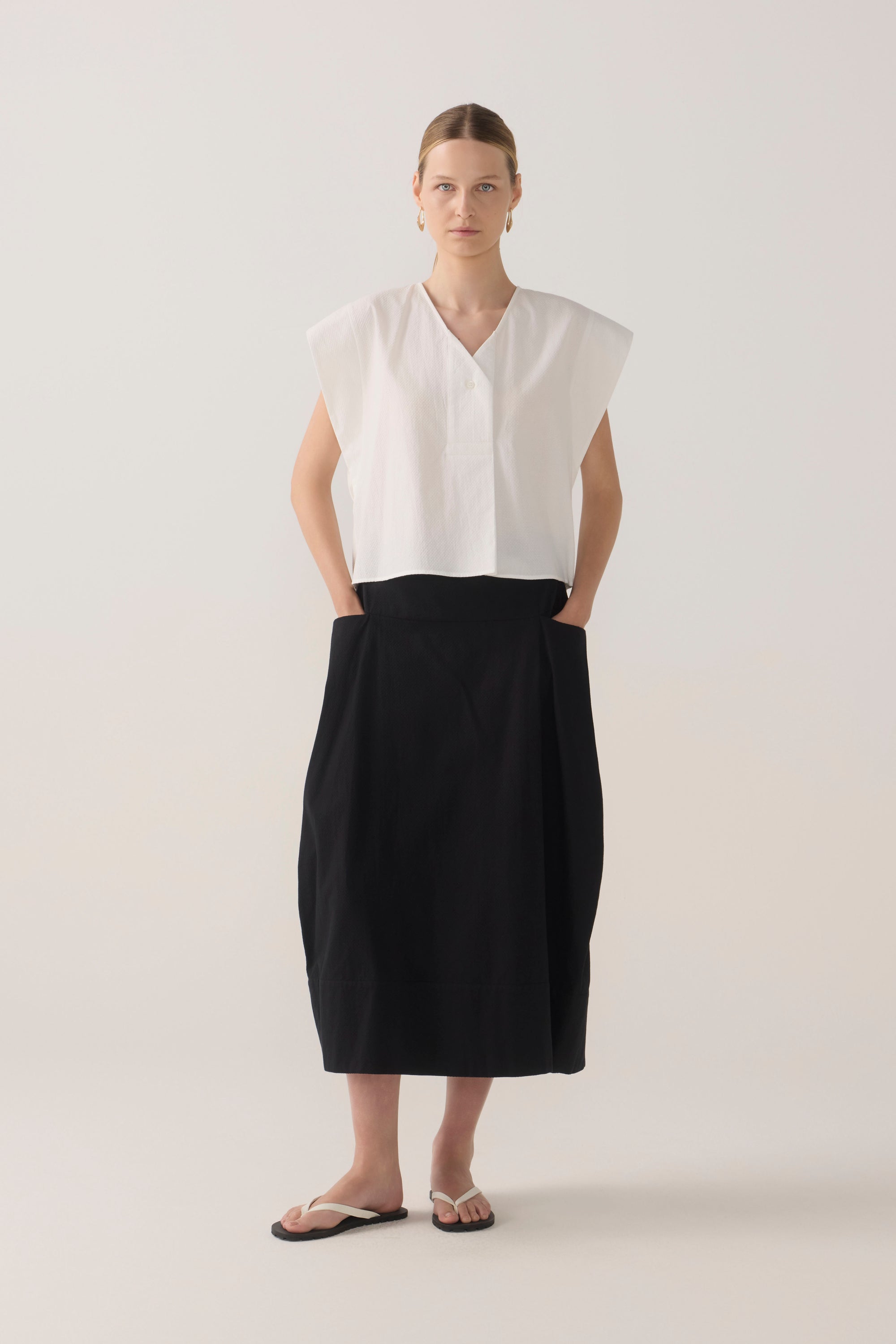 Ola Skirt | Black Cotton Tencel