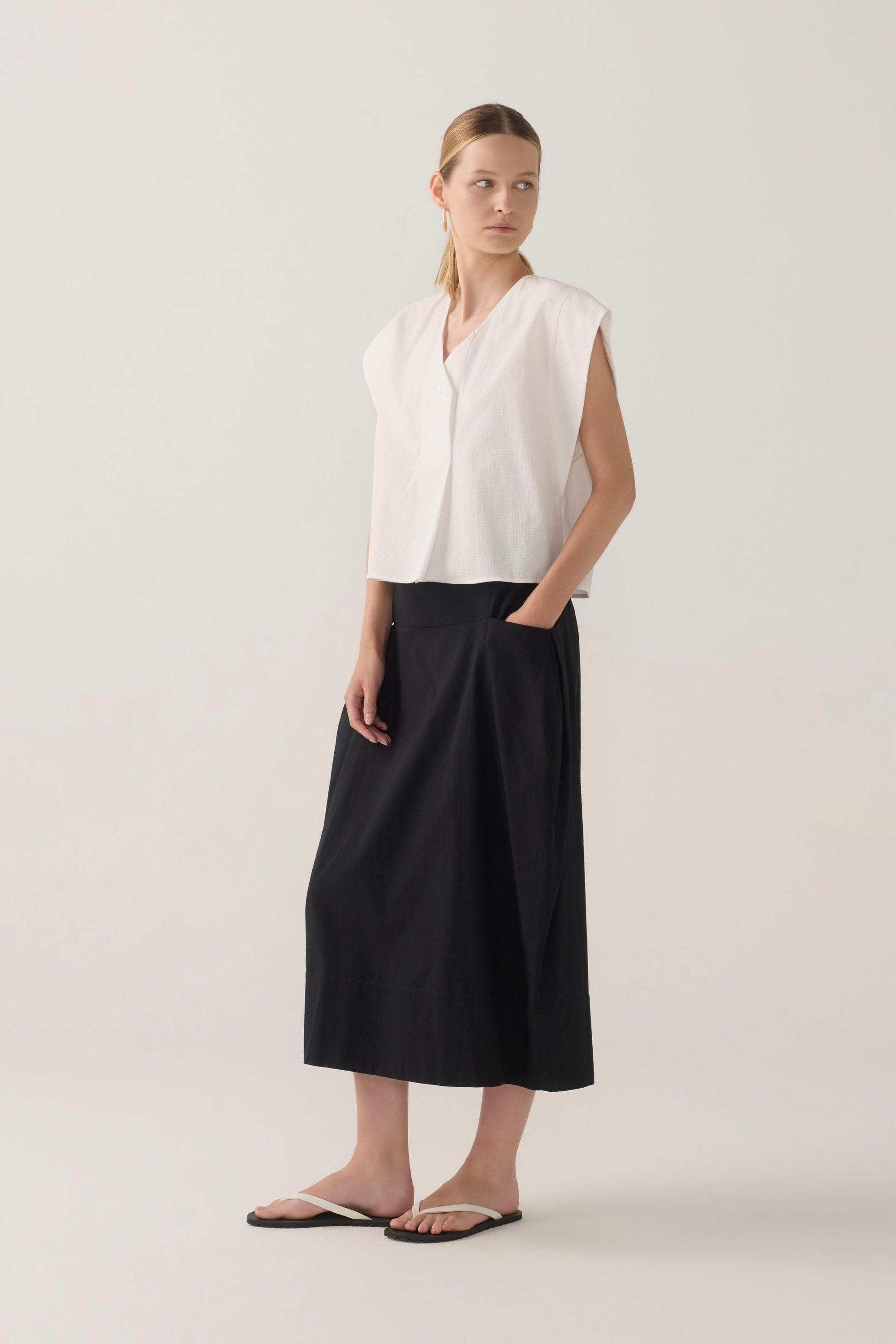 Lark Top | White Spotty Cotton