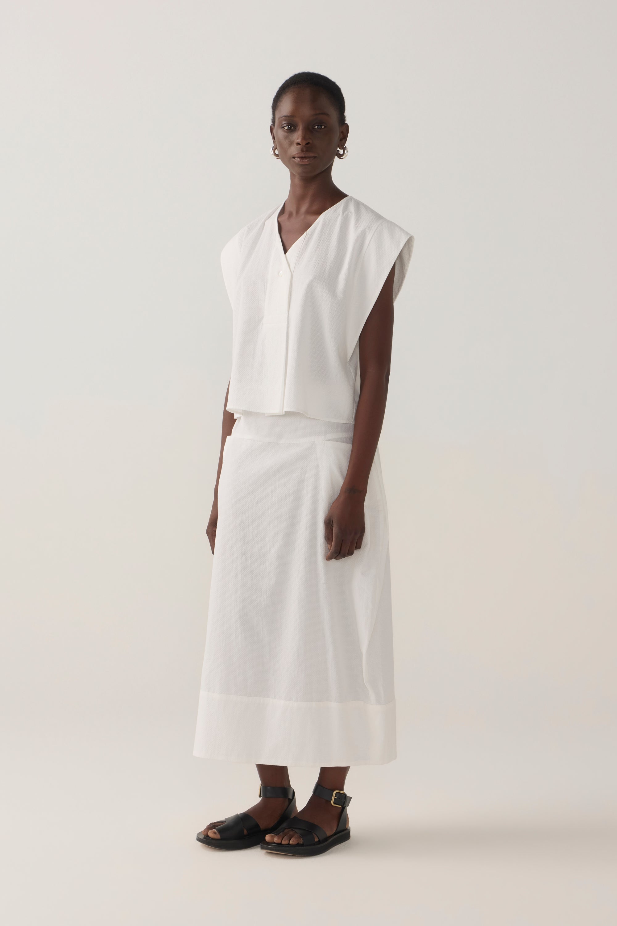 Ola Skirt | White Spotty Cotton