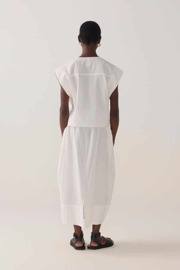 Ola Skirt | White Spotty Cotton