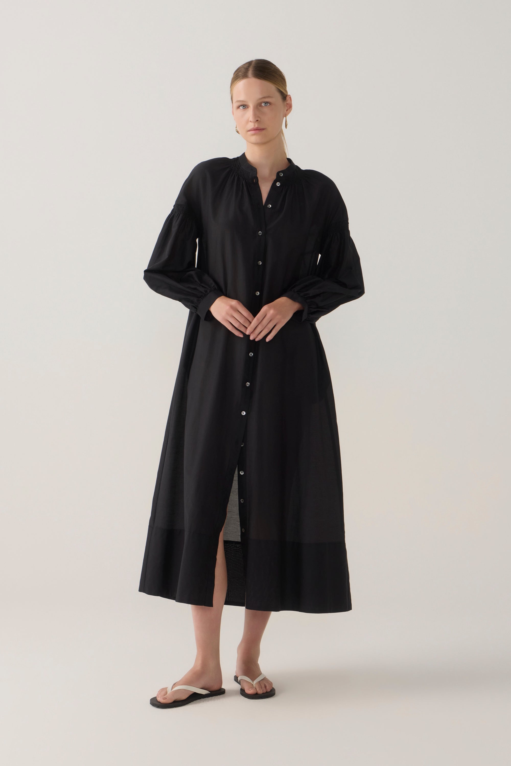 Leilani Dress | Black Cotton Silk
