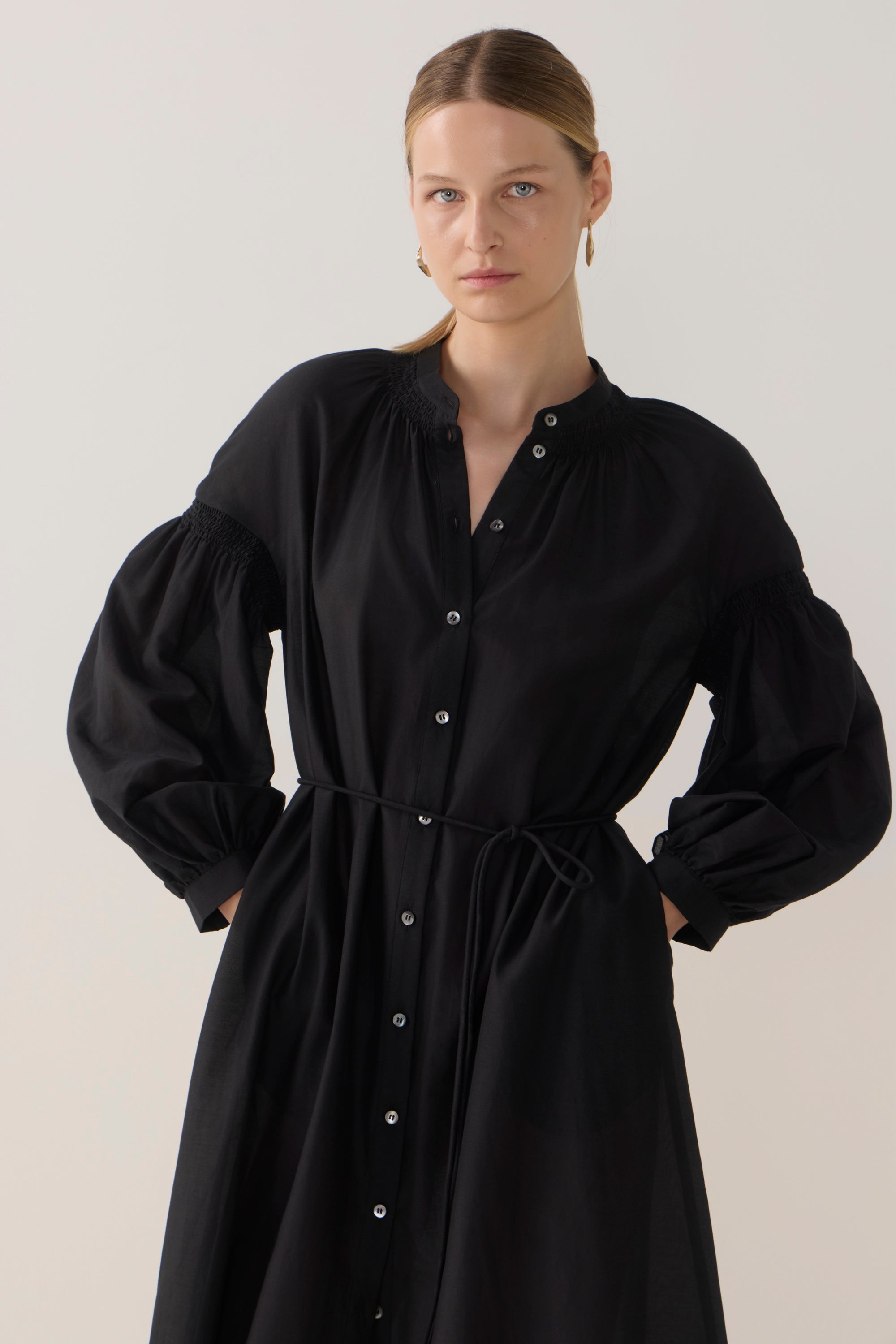 Leilani Dress | Black Cotton Silk