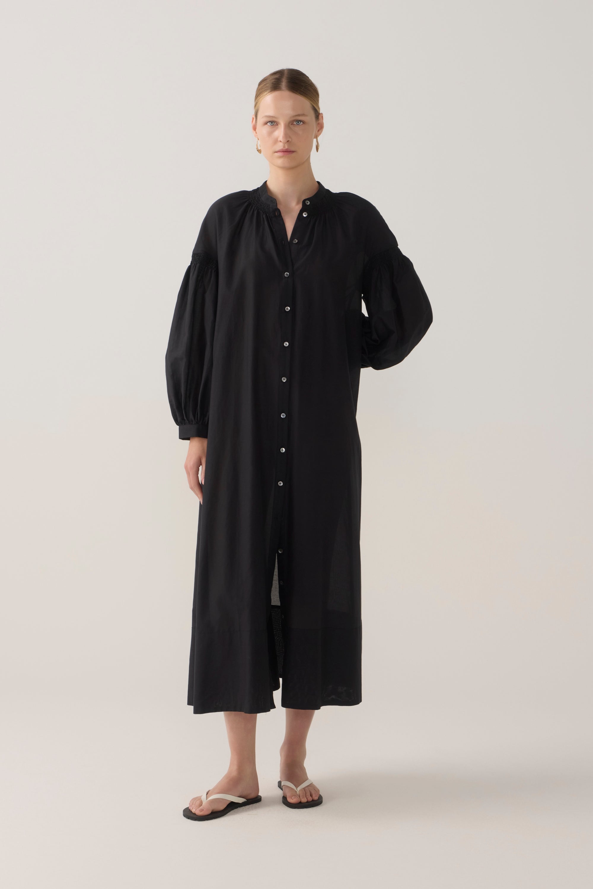 Leilani Dress | Black Cotton Silk