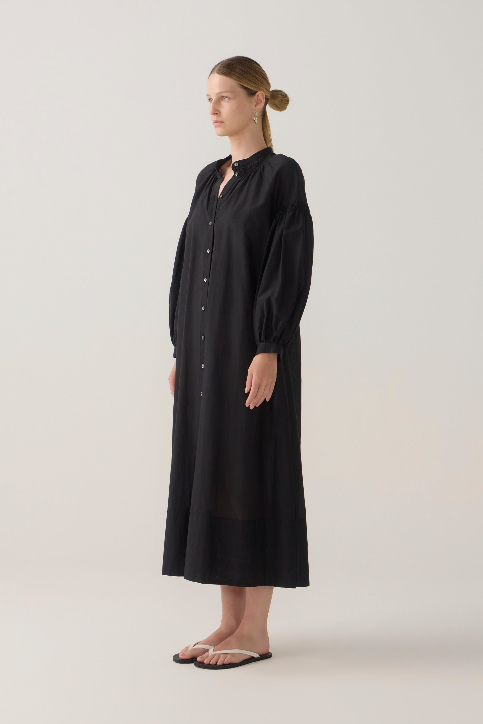 Leilani Dress | Black Cotton Silk
