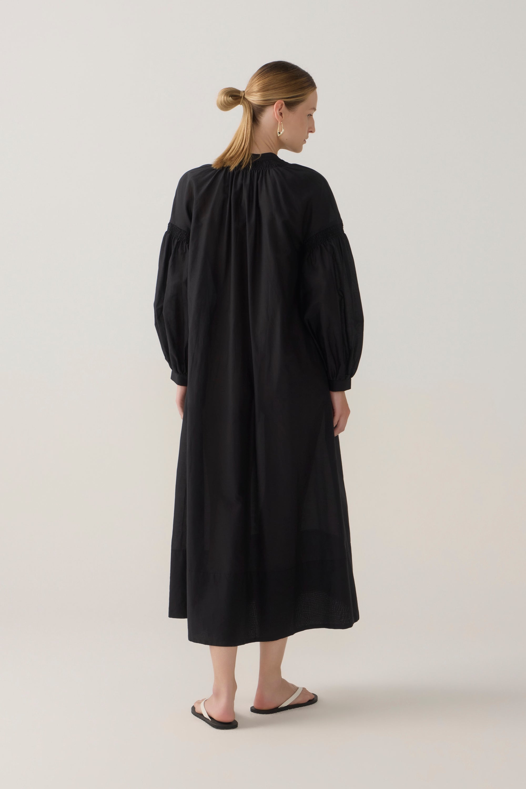 Leilani Dress | Black Cotton Silk