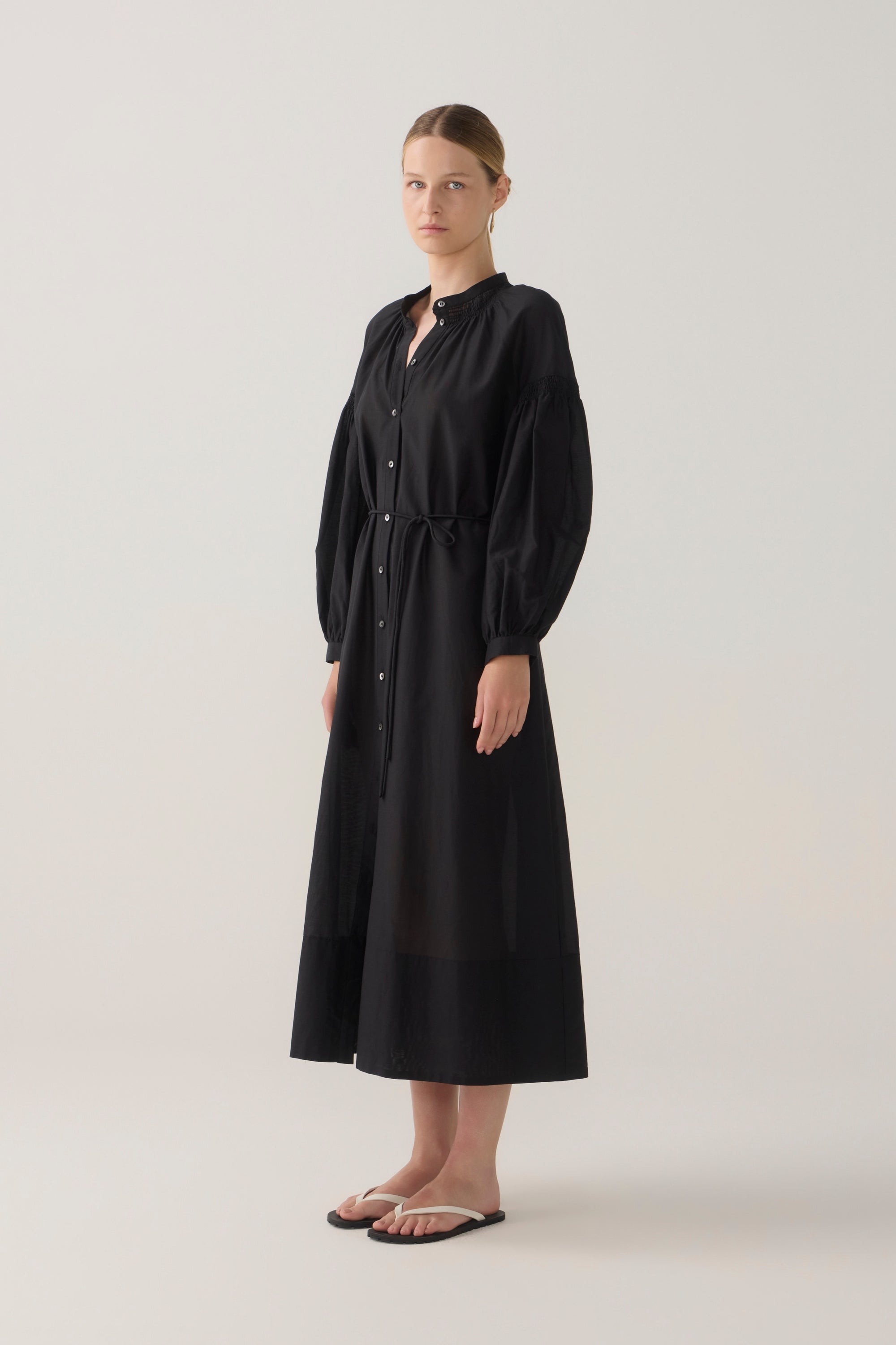 Leilani Dress | Black Cotton Silk