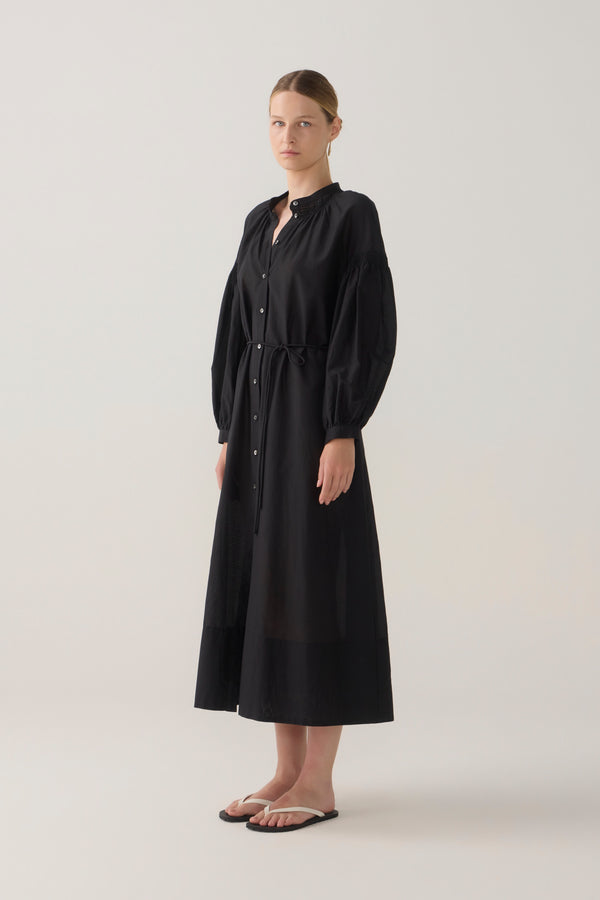 Leilani Dress | Black Cotton Silk
