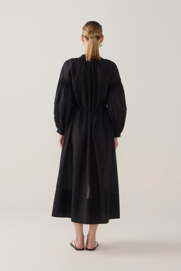 Leilani Dress | Black Cotton Silk
