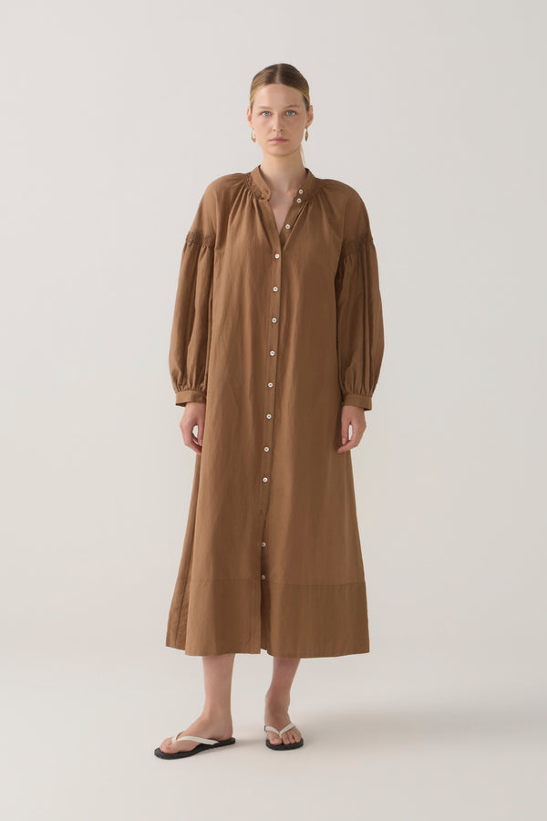 Leilani Dress | Chestnut Cotton Silk