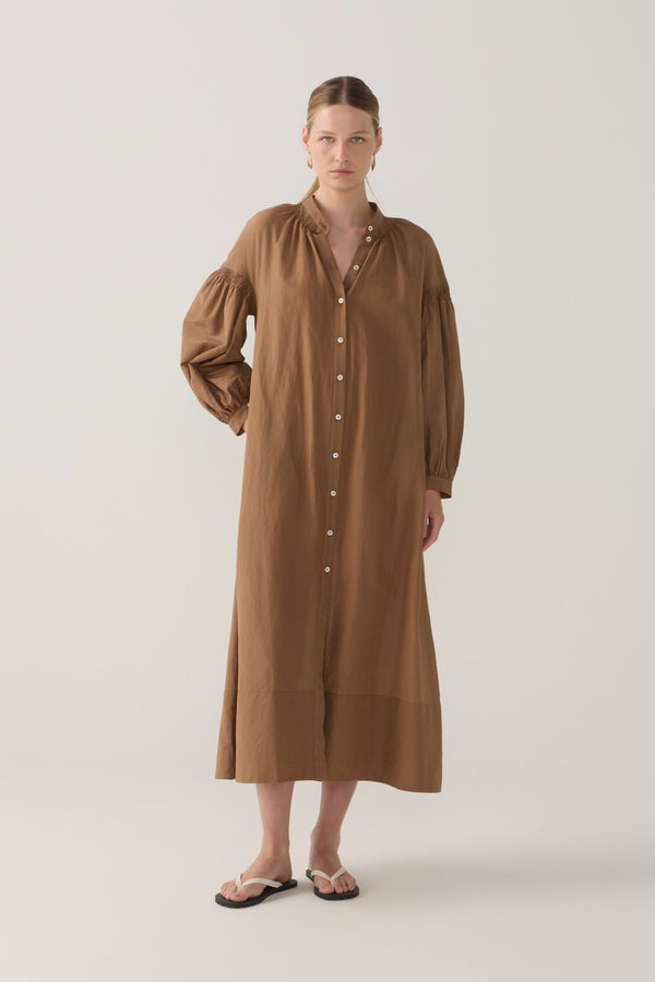 Leilani Dress | Chestnut Cotton Silk