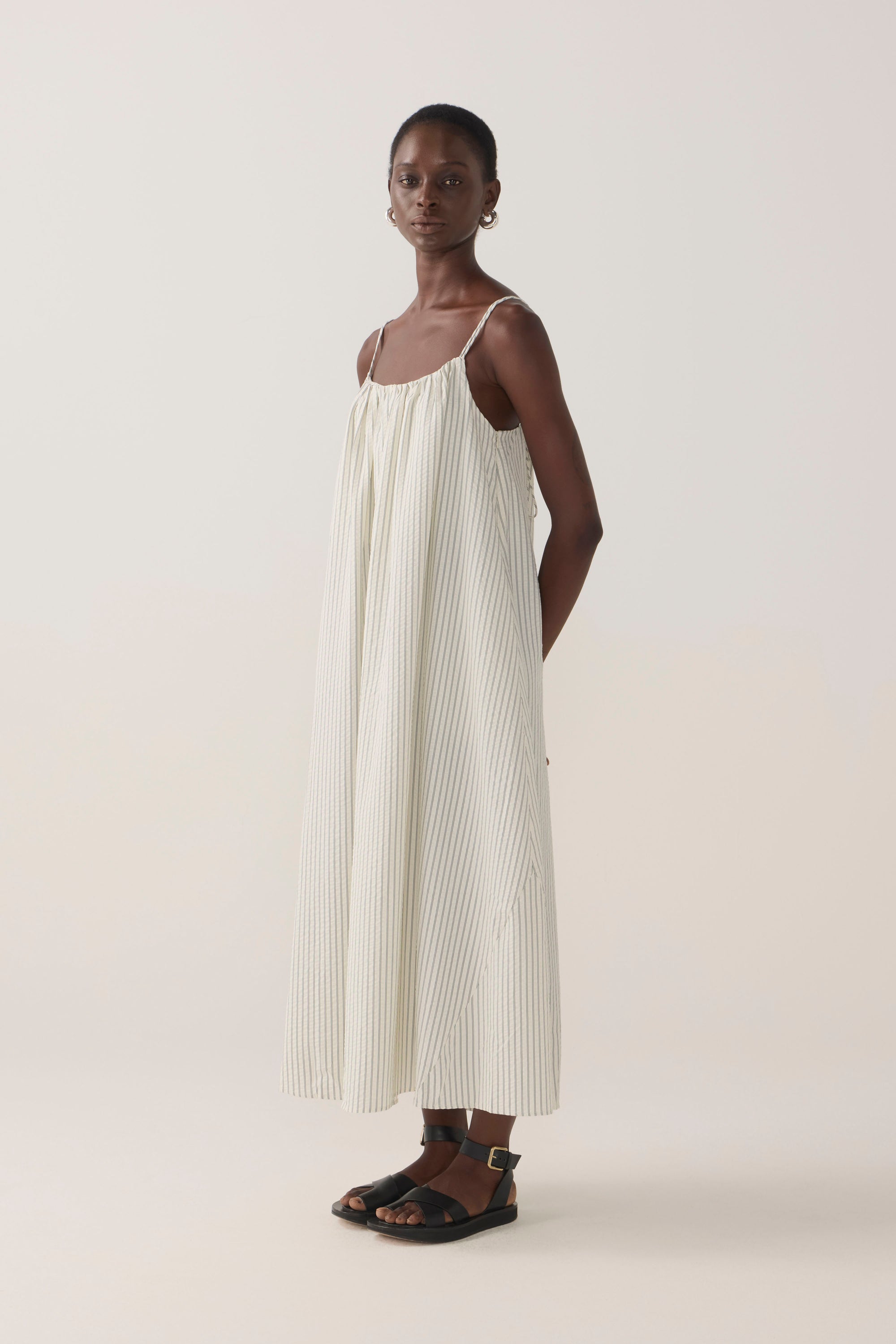 Maddie Dress | Basil Stripe Seersucker