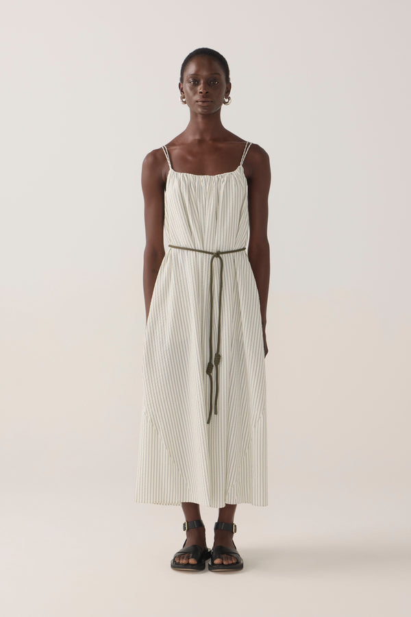 Maddie Dress | Basil Stripe Seersucker
