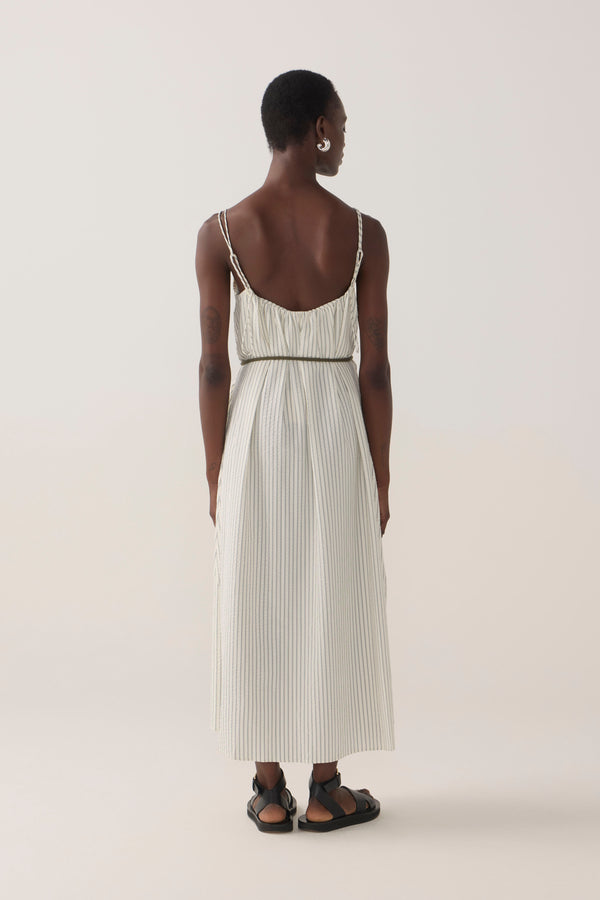 Maddie Dress | Basil Stripe Seersucker