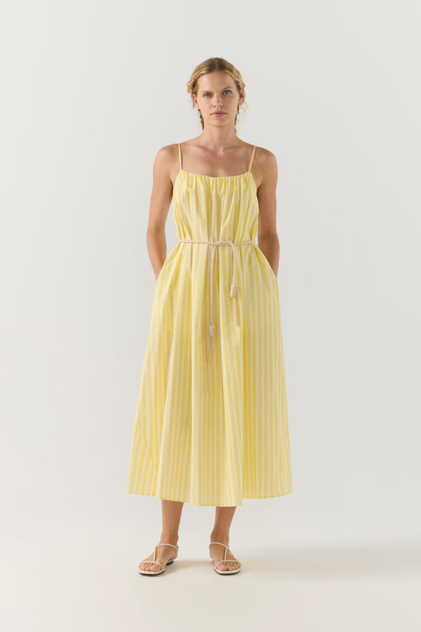 Maddie Dress | Lemon Stripe Poplin