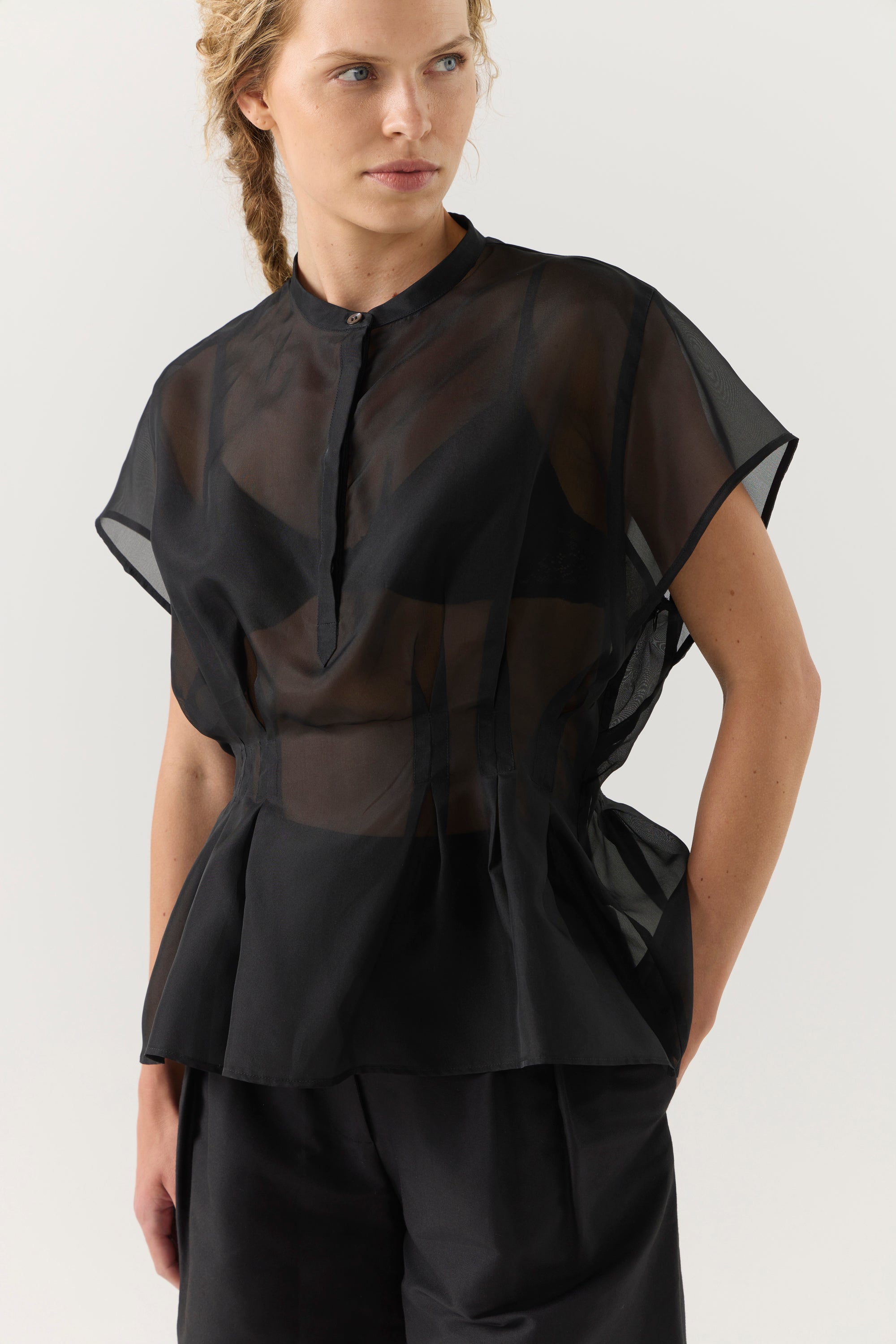 Marabelle Top | Black Silk Organza