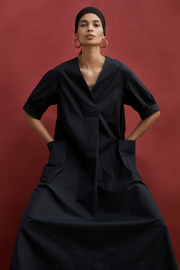Marlowe Dress | Navy Cotton Tencel