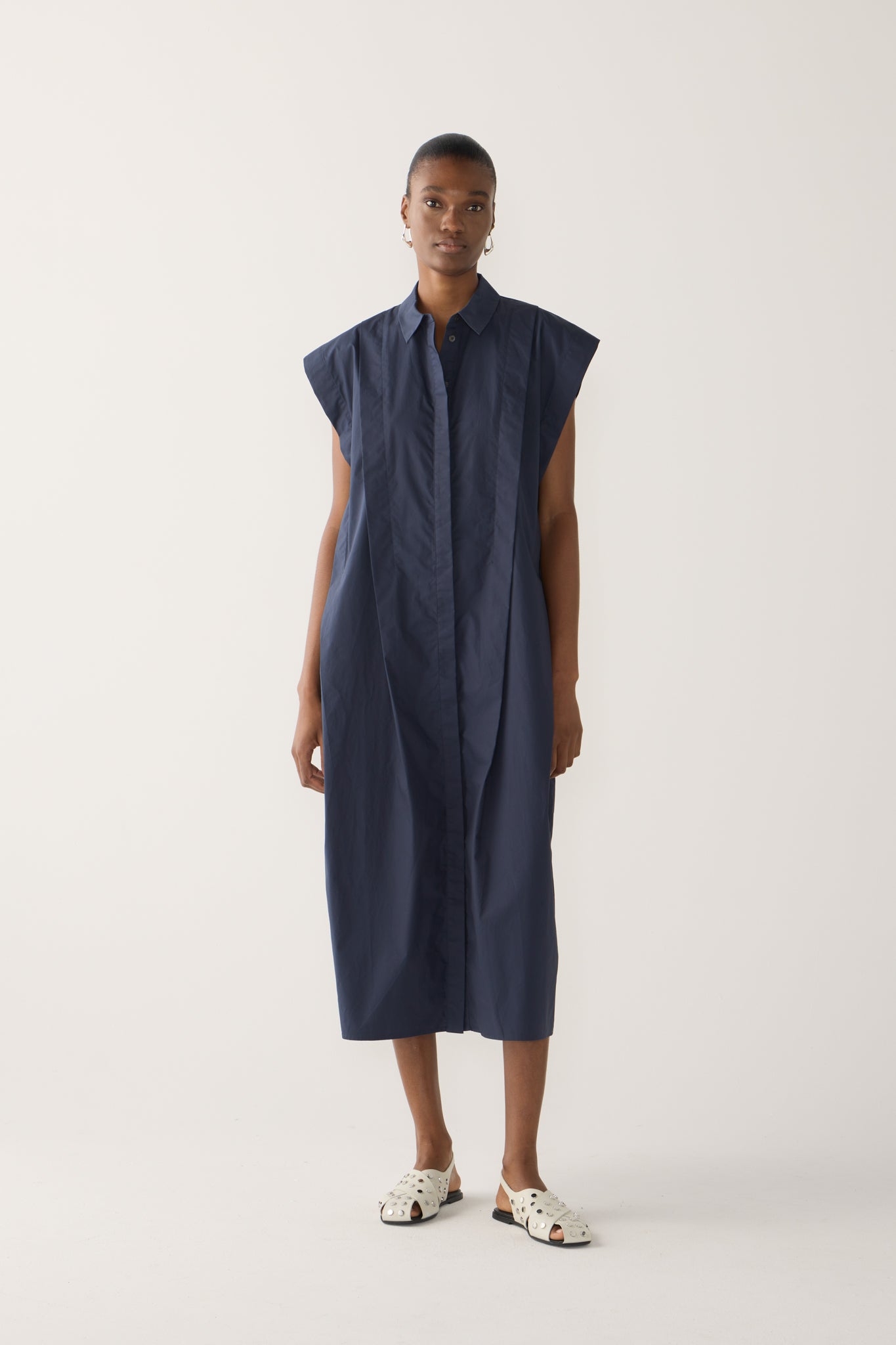 Mona Dress | Navy Poplin